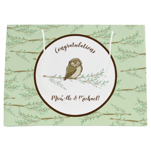 フクロウの森の動物の赤ちゃんシャワー ラージペーパーバッグ (正面)