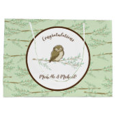 フクロウの森の動物の赤ちゃんシャワー ラージペーパーバッグ (裏面)