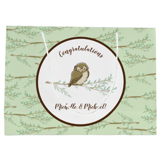 フクロウの森の動物の赤ちゃんシャワー ラージペーパーバッグ (裏面)