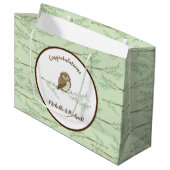 フクロウの森の動物の赤ちゃんシャワー ラージペーパーバッグ (正面アングル)