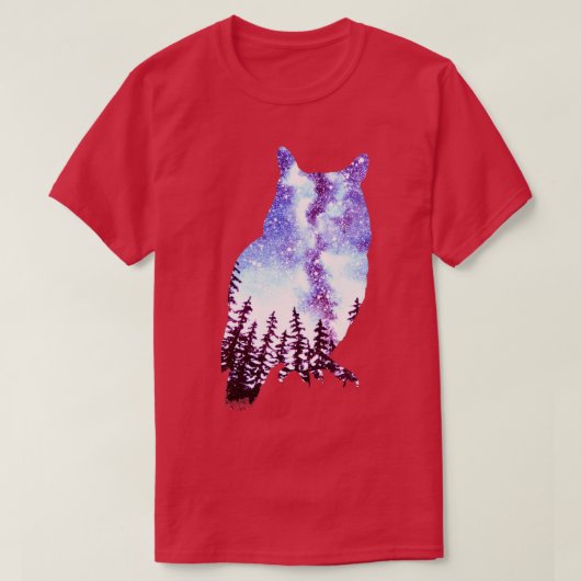 フクロウの森の夜空 Tシャツ (デザイン正面)