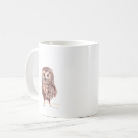 フクロウの森の鳥の水色の動物かわいい野生動物 コーヒーマグカップ (正面左)