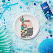 フクロウの森林森林誕生日のBohoの種族のベビー ペーパープレート (パーティー)