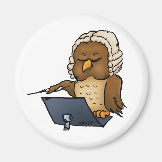 フクロウの楽団指揮者 漫画 マグネット (正面)