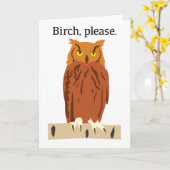 フクロウの樺の木は挨拶状を消します カード (黄色い花)