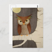 フクロウの樺の木 ポストカード (正面/裏面)