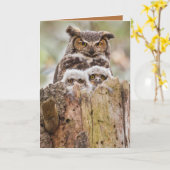 フクロウの母の日カード カード (黄色い花)