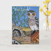 フクロウの母の日ユーモア 赤ちゃんワキフクロウ 南西部砂漠 カード (黄色い花)