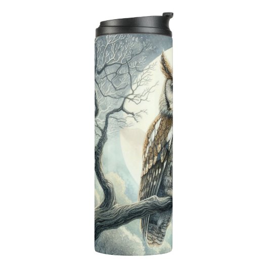 フクロウの水彩画の絶叫 タンブラー (回転左)