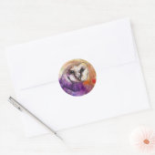 フクロウの水彩画 ラウンドシール (封筒)