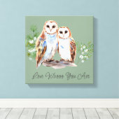 フクロウの水素朴色 キャンバスプリント (インサイチュ (ウッドフロア))