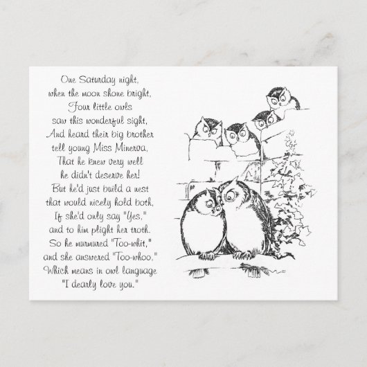 フクロウの求愛に群衆が集まる ポストカード (正面)