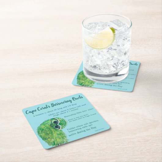 フクロウの沿岸芸術岬の珊瑚フロリダを掘り進むこと スクエアペーパーコースター (インサイチュ)