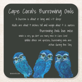 フクロウの沿岸芸術岬の珊瑚フロリダを掘り進むこと スクエアペーパーコースター