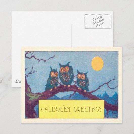フクロウの満月 ポストカード (正面/裏面)