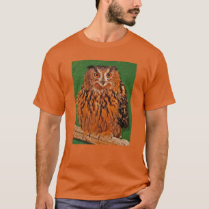 フクロウの熟視 Tシャツ