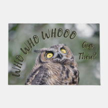 フクロウの玄関マット Who Goes There? 面白い 