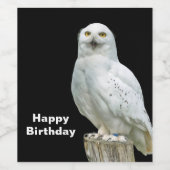 フクロウの白いログの写真 ワインラベル (シングルラベル)