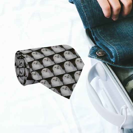 フクロウの白い模様 ネクタイ