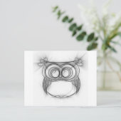 フクロウの白黒のスケッチ ポストカード (スタンド正面)