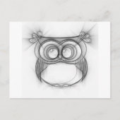 フクロウの白黒のスケッチ ポストカード (正面)