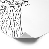 フクロウの白黒イラストレーション ポスター (角)