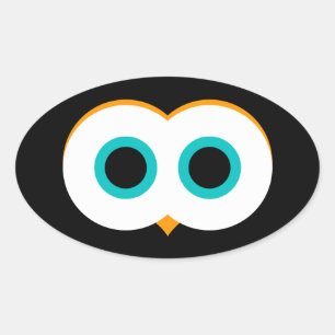 フクロウの目 オーバルステッカー 楕円形シール