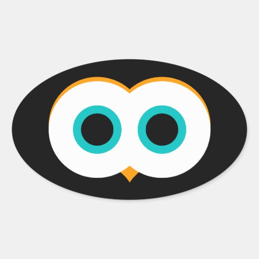 フクロウの目 オーバルステッカー 楕円形シール (正面)
