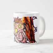 フクロウの秋の喜び ジャンボコーヒーマグカップ (正面右)