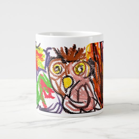 フクロウの秋の喜び ジャンボコーヒーマグカップ (正面)