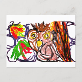 フクロウの秋の喜び ポストカード