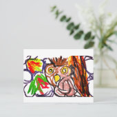 フクロウの秋の喜び ポストカード (スタンド正面)