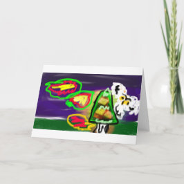 フクロウの秋風アート カード