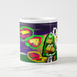 フクロウの秋風アート ジャンボコーヒーマグカップ