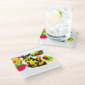 フクロウの秋 ガラスコースター (アングル)