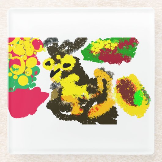 フクロウの秋 ガラスコースター (正面)