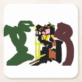 フクロウの秋 スクエアペーパーコースター