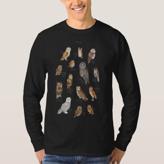 フクロウの種類キュートフクロウ Tシャツ (正面)