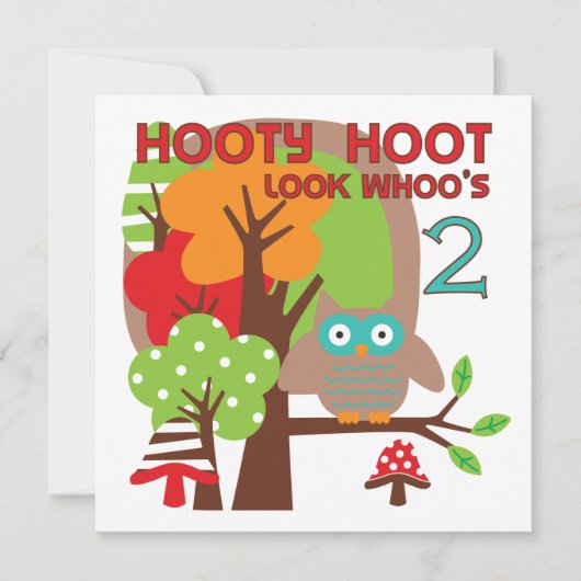 フクロウの第2誕生日のTシャツおよびギフト カード (正面)