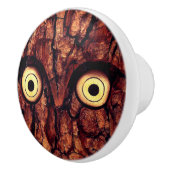 フクロウの素朴な木の樹皮の木はセラミックのノブを見る セラミックノブ (右)