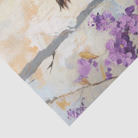 フクロウの紫の花絵を描の切り離し 薄葉紙 (詳細)