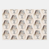 フクロウの結婚おめでとう名前を追加かわいい3 ラッピングペーパーシート (正面2)