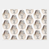 フクロウの結婚おめでとう 名前を追加 かわいい3 ラッピングペーパーシート (正面)