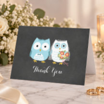 フクロウの結婚式　チョークボードスタイルのサンクス