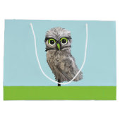 フクロウの絵画を掘り進むこと ラージペーパーバッグ (裏面)