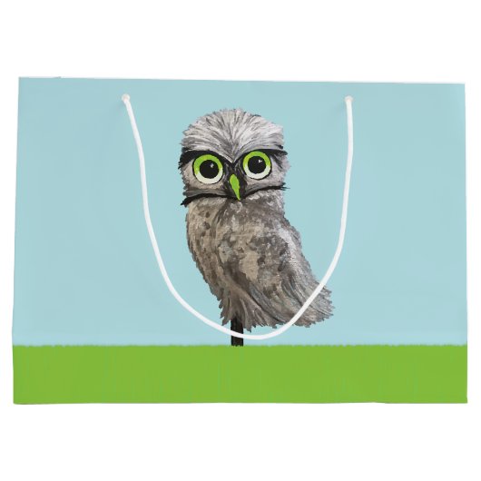 フクロウの絵画を掘り進むこと ラージペーパーバッグ (裏面)