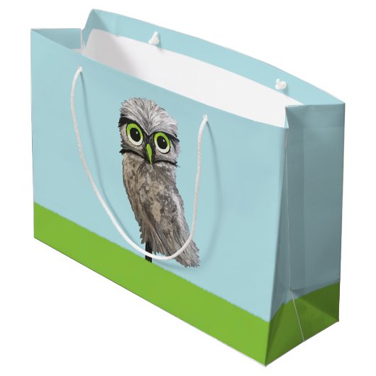 フクロウの絵画を掘り進むこと ラージペーパーバッグ (裏面アングル)