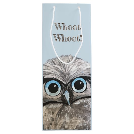 フクロウの絵画を掘り進むフロリダ ワインギフトバッグ (裏面)