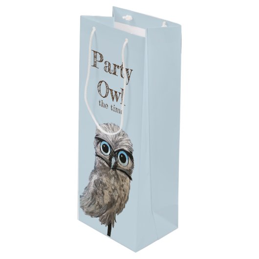 フクロウの絵画を掘り進むフロリダ ワインギフトバッグ (正面アングル)