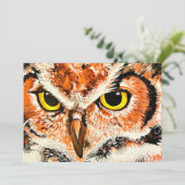 フクロウの絵画プリント シーズンカード (スタンド正面)